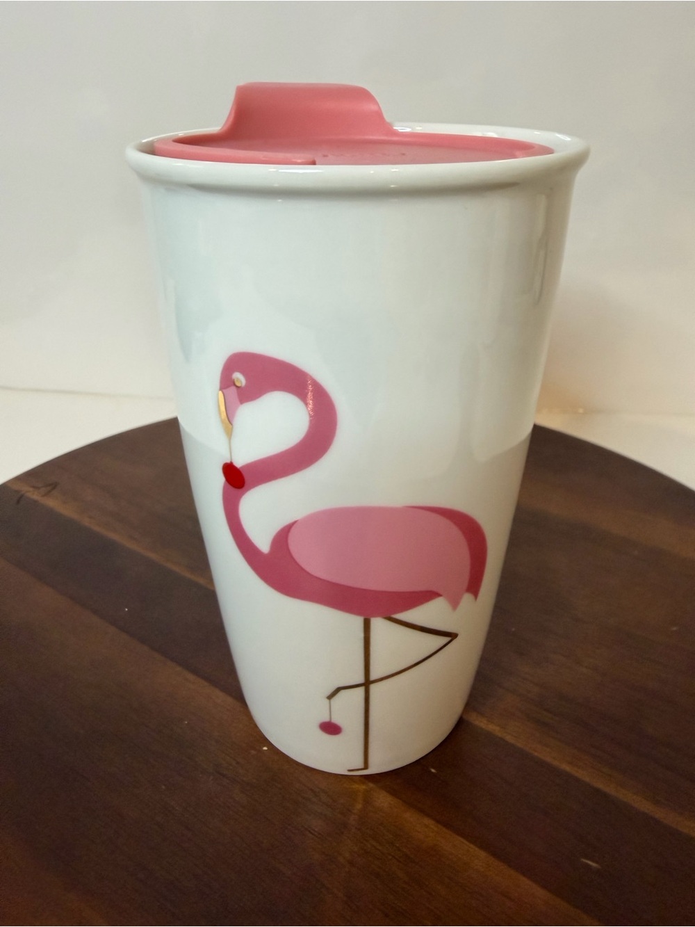 DAVIDsTEA Holiday Pink Flamingo Ceramic Travel Mug Tumbler
